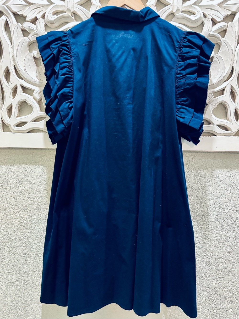Crown & Ivy Navy Ruffle-Sleeve Button Down Shirt Dress - Picture 4 of 8